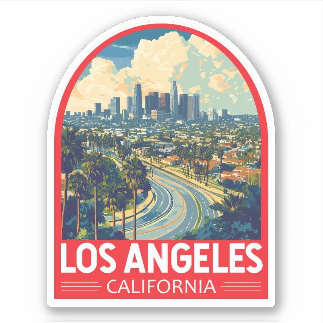 Los Angeles California Travel Art Emblem (Front)