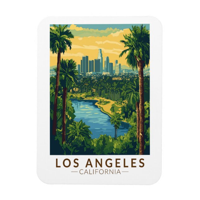 Los Angeles California Travel Art Vintage Magnet (Vertical)