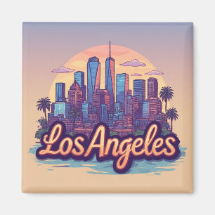 Los Angeles California Travel City Retro Magnet