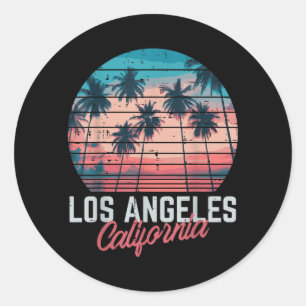 Los Angeles California Trees Retro Summer Vacation Classic Round Sticker