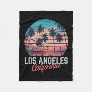 Los Angeles California Trees Retro Summer Vacation Fleece Blanket