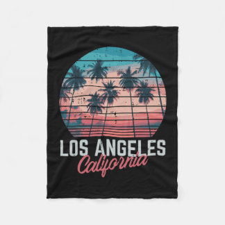 Los Angeles California Trees Retro Summer Vacation Fleece Blanket