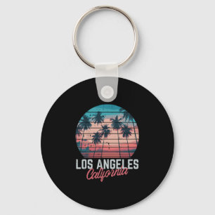Los Angeles California Trees Retro Summer Vacation Key Ring