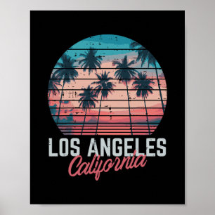 Los Angeles California Trees Retro Summer Vacation Poster