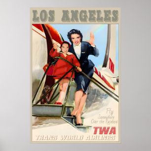 Los Angeles California TWA Trans World Airlines Poster