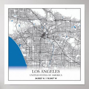 Los Angeles California USA Travel City Map Poster