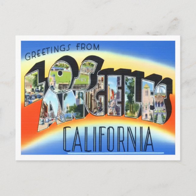 Los Angeles, California Vintage Big Letters Postcard (Front)