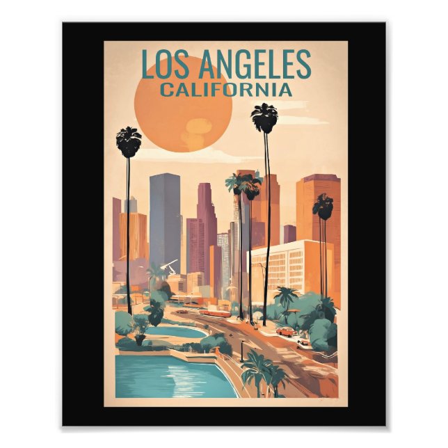 Los Angeles, California vintage illustration, Photo Print (Front)