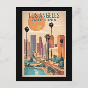 Los Angeles, California vintage illustration, Postcard