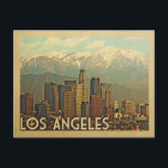 Los Angeles California Vintage Travel Postcard<br><div class="desc">Los Angeles California design in Vintage Travel style featuring a city skyline view with mountains behind.</div>
