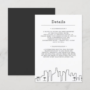 Los Angeles, California Wedding   Guest Details Invitation