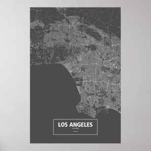 Los Angeles, California (white on black) Poster