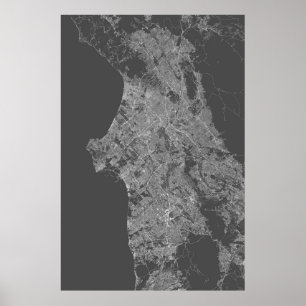 Los Angeles, California (white on black, rotated) Poster