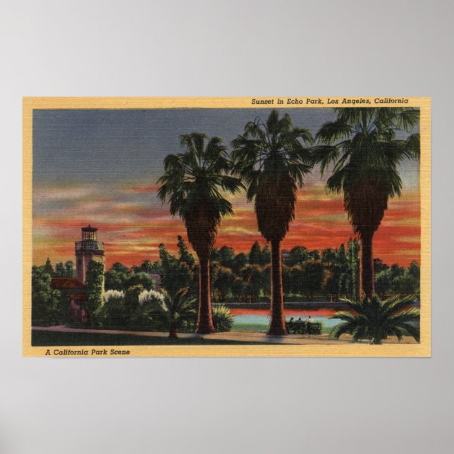 Los Angeles, CaliforniaSunset in Echo Park Poster (Front)