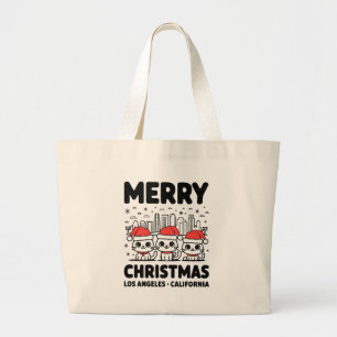 Los Angeles City California Merry Christmas USA Large Tote Bag