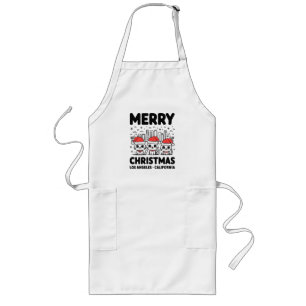 Los Angeles City California Merry Christmas USA Long Apron