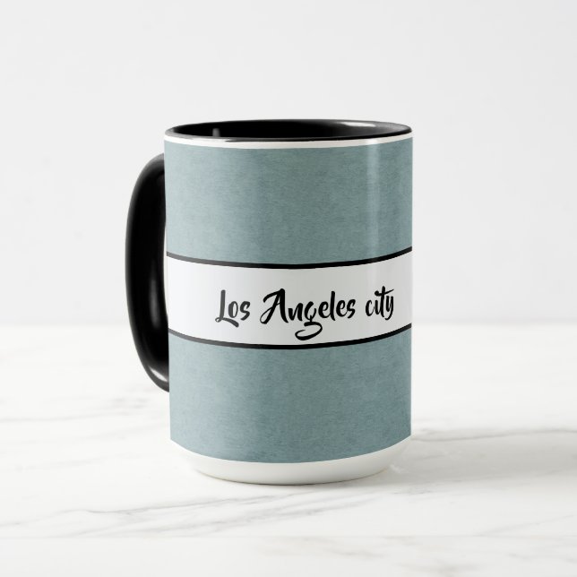 Los Angeles City Elegant Black Grey Ringer 15oz Mug (Front Left)