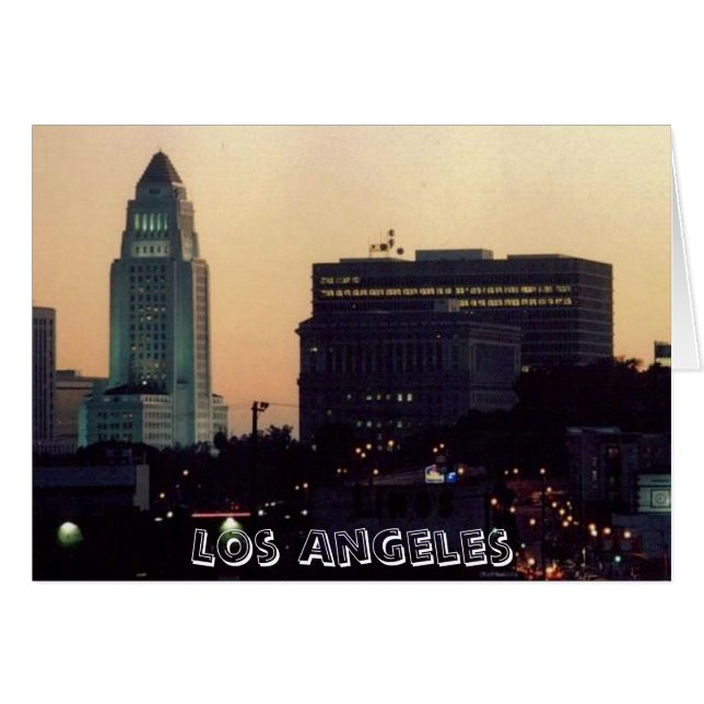 Los Angeles City Hall at Dusk card (Front Horizontal)