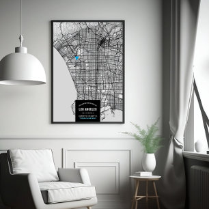 Los Angeles City Map + Mark Your Location Poster