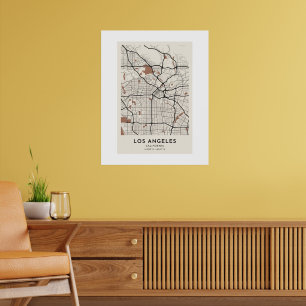 Los Angeles City Map Poster Minimalist Beige Terra