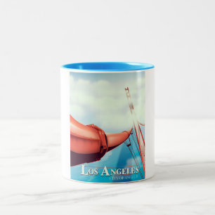 Los Angeles "city of Angels" Vacation poster. Two-Tone Coffee Mug