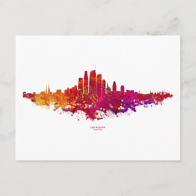 Los Angeles City Skyline Colourful  Postcard (Front)
