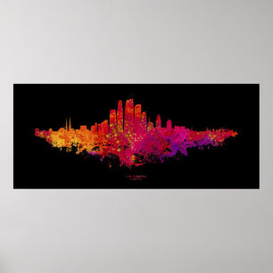 Los Angeles City Skyline Colourful Poster