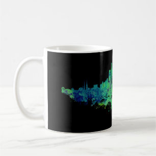 Los Angeles City Skyline - Lime Green Blue Coffee Mug