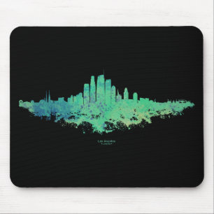 Los Angeles City Skyline - Mint Green Mouse Pad
