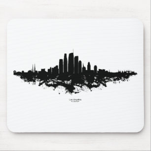 Los Angeles City Skyline Watercolor Mouse Pad