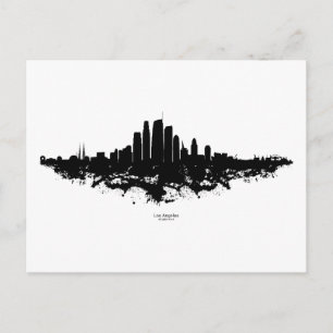 Los Angeles City Skyline Watercolor Postcard