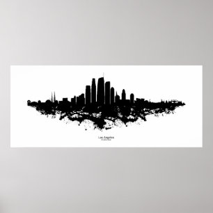 Los Angeles City Skyline Watercolor  Poster