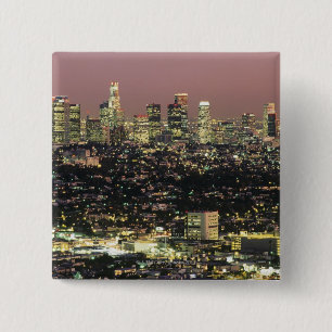 Los Angeles Cityscape at Night 15 Cm Square Badge