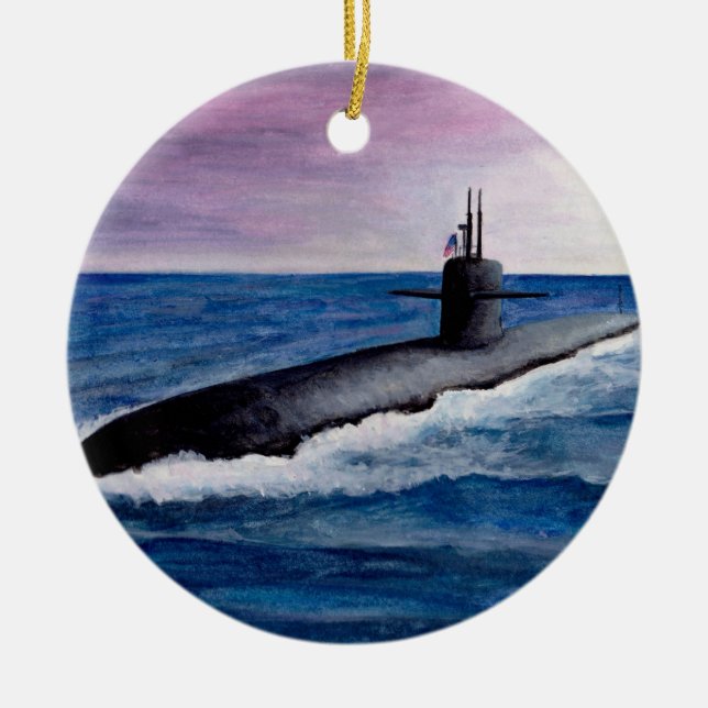 Los Angeles Class Submarine Ceramic Ornament (Front)