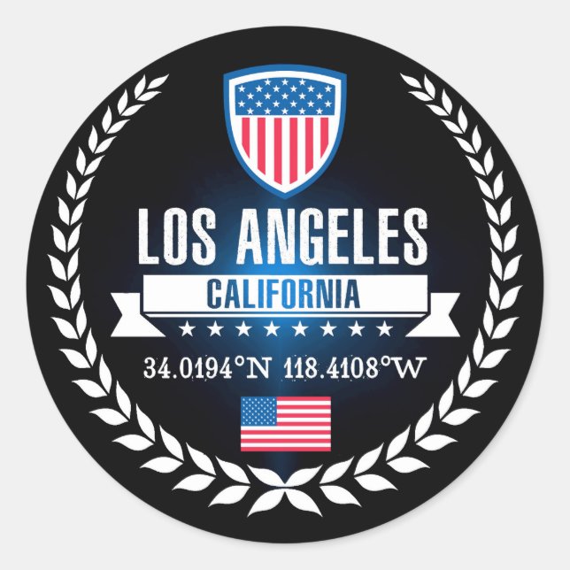 Los Angeles Classic Round Sticker (Front)