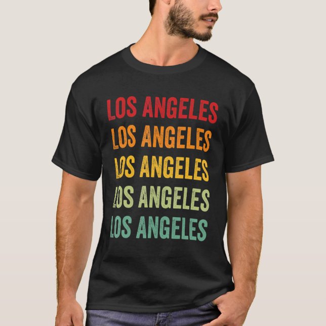 Los Angeles County California Rainbow Text Design T-Shirt (Front)