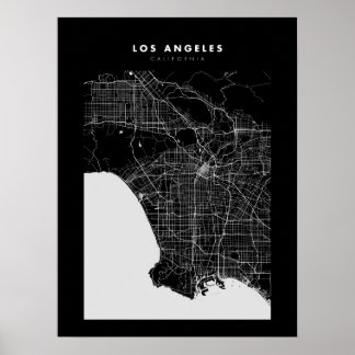 Los Angeles Dark City Map Poster
