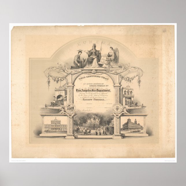 Los Angeles Fire Department Certificate (0891A) Poster (Front)