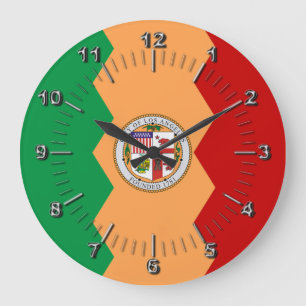 Los Angeles flag Large Clock