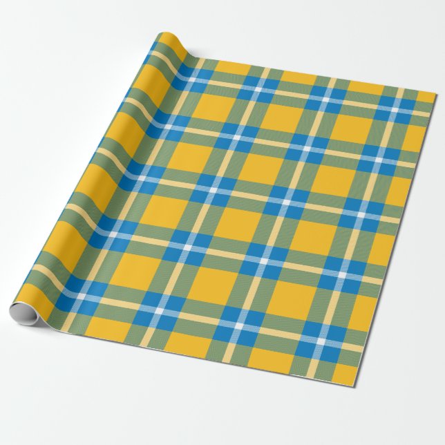 Los Angeles Football Plaid Wrapping Paper (Unrolled)