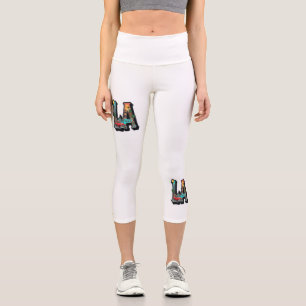 Los Angeles Gothic Retro Car & Skeletons Design Capri Leggings
