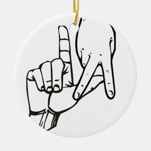 Los Angeles Hand Sign Ceramic Tree Decoration (Front)