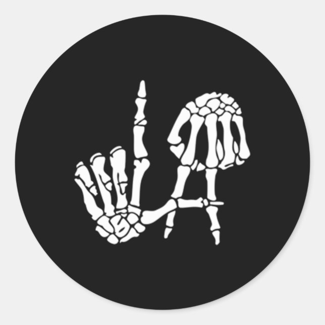 Los Angeles Hand Sign Skeleton Classic Round Sticker (Front)