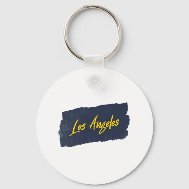 Los Angeles Handwritten Yellow Typography  Key Ring (Front)