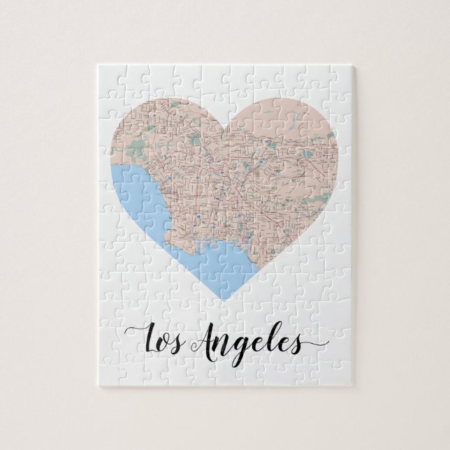Los Angeles Heart Map Jigsaw Puzzle (Vertical)