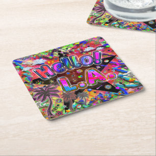Los Angeles Hello! Coaster! Square Paper Coaster