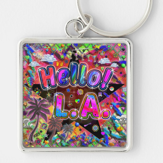 Los Angeles Hello! Keychain! Key Ring (Front)