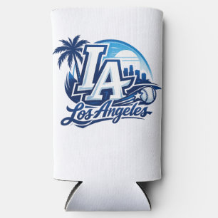 Los Angeles LA Blue & White Urban Logo Seltzer Can Cooler