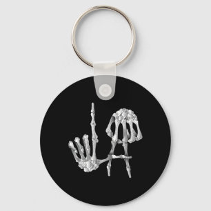 Los Angeles LA Hand Sign Funny Skeleton Halloween Key Ring