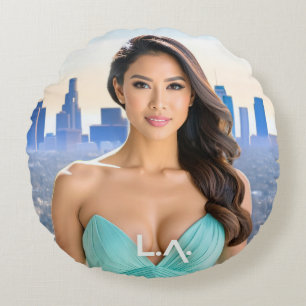 LOS ANGELES - LA - LOVE FROM USA ROUND CUSHION